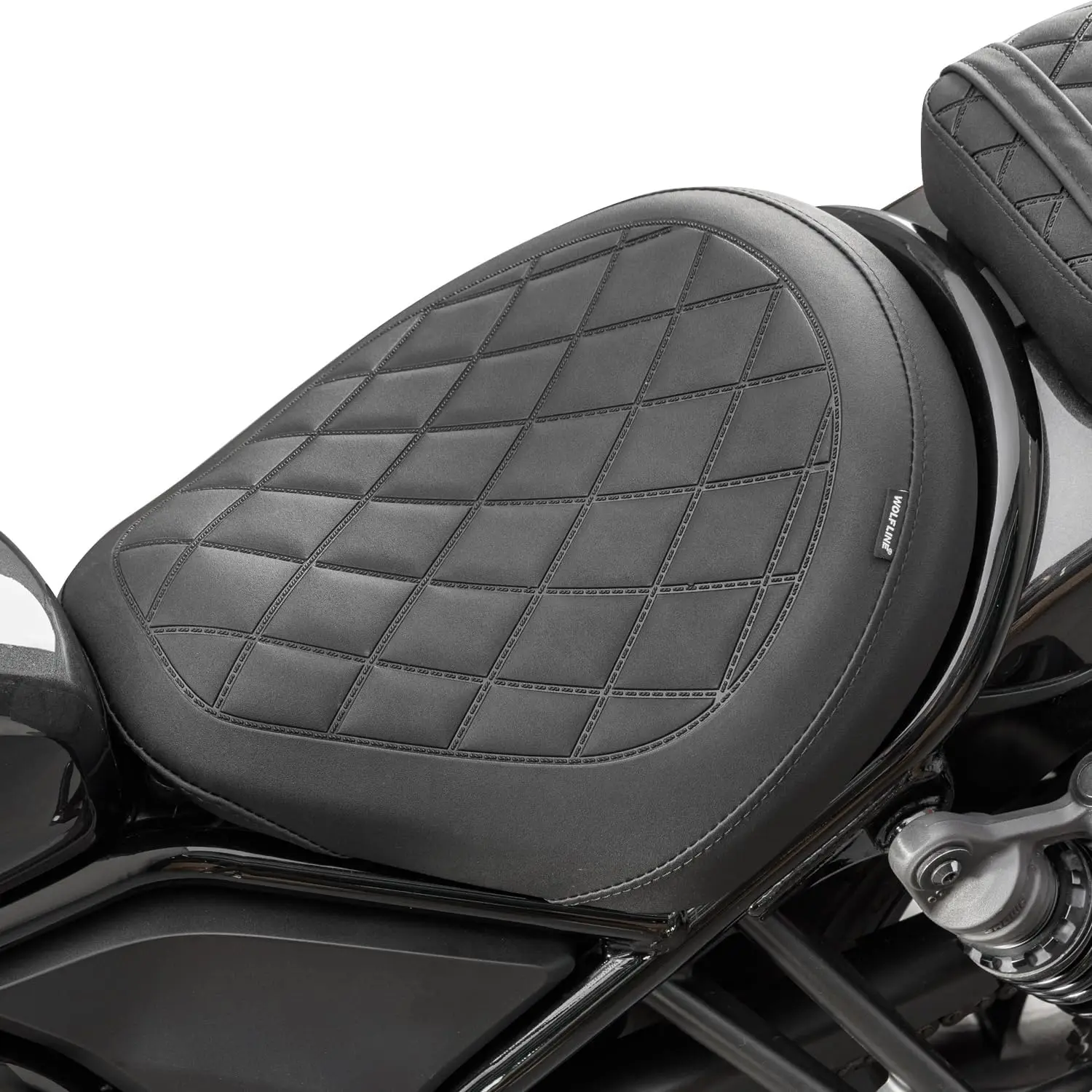 Motorcycle Solo Rider Seat, Leather Driver Saddle with Pressure Relief, Pillion Cushion, Fits 1100cc Cruisers 2021-2026, Black