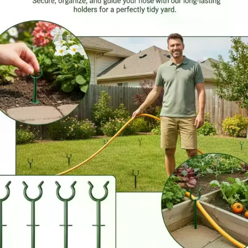 New 6Pcs Garden Hose Holder Guide Support Rack Double Hose Guide Stake For Yard Watering Plant Protection Stakes Conduit Protect