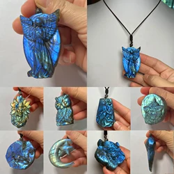 Necklace Pendant Natural Stone Irregular Shape Bead Blue Green Orange Labradorite Pendant for Women Men Jewelry 1Pcs