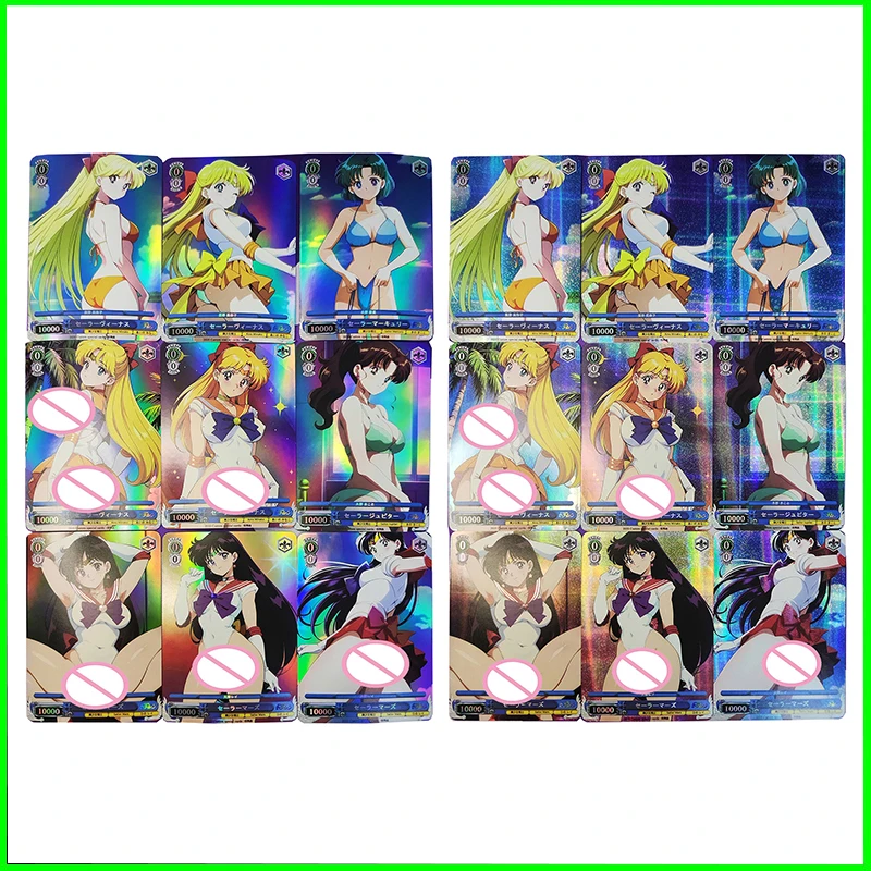 Sailor Moon collectible cards boys games toys table games birthday gifts DIY anime Tsukino Usagi Sailor Moon premium flash card