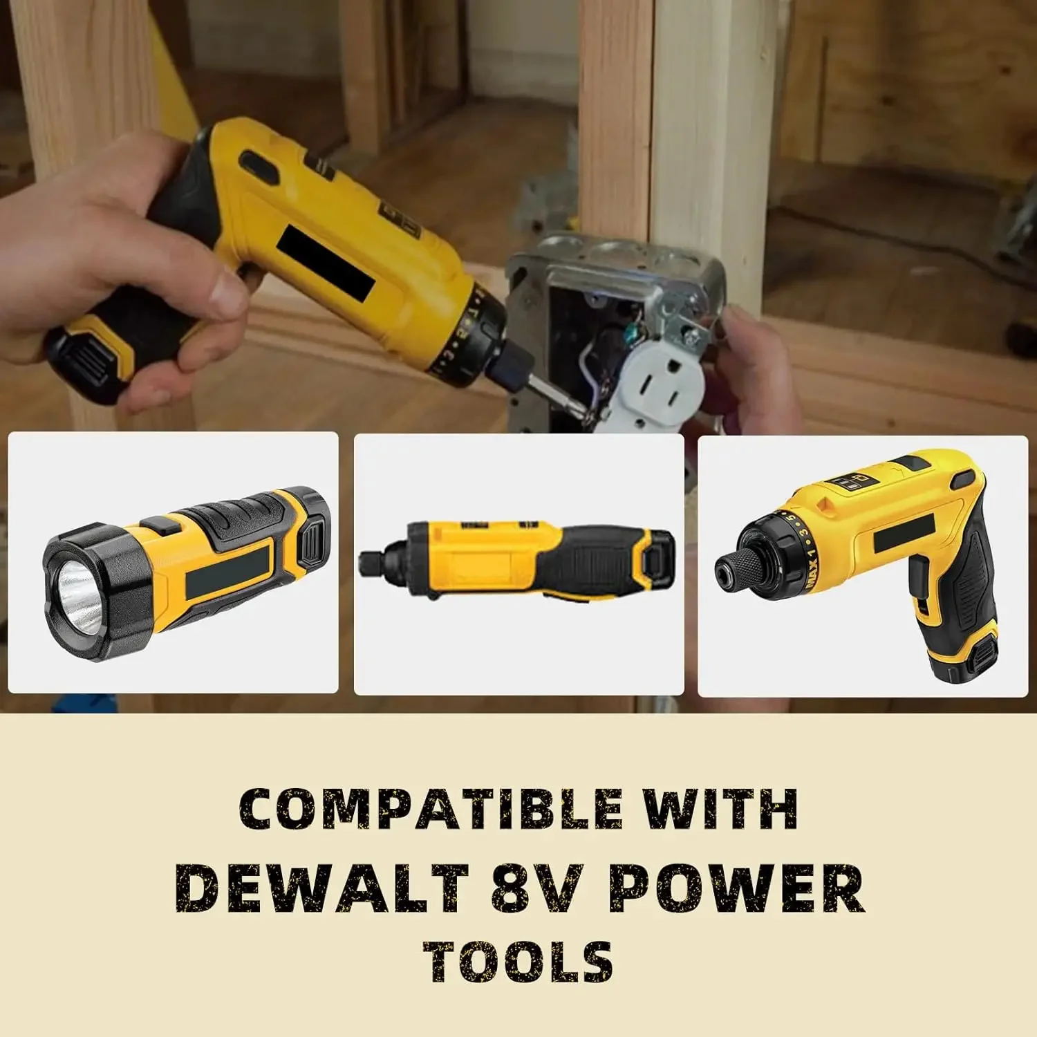 1/2/4 szt. 3.0Ah 8-Volt DCB080 Zamiennik akumulatora 8V DEWALT, kompatybilny z pinami DCF680N1 DW4390 DCF680N2 DCF680G2, akumulator litowo-jonowy