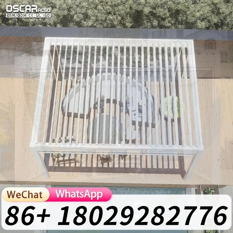 Pérgola de aluminio moderna con lamas orientables para exterior, tipo gazebo, para jardín, patio trasero, 3x3 3x4 4x3 4x4 4x5 4x6 6x3 6x4 6x5 6x6m