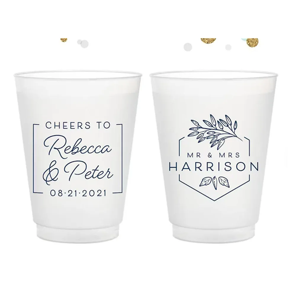 

Cheers to The Mr and Mrs - 12oz or 16oz Frosted Unbreakable Plastic Cup #174 - Custom - Bridal Wedding Favor, Wedding Cup, Party