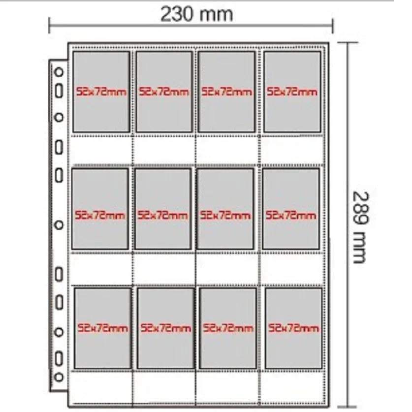 20/50pages Transparent cards pages food card 12 pockets for small size board game cards Protector collection Album pages 52x72mm