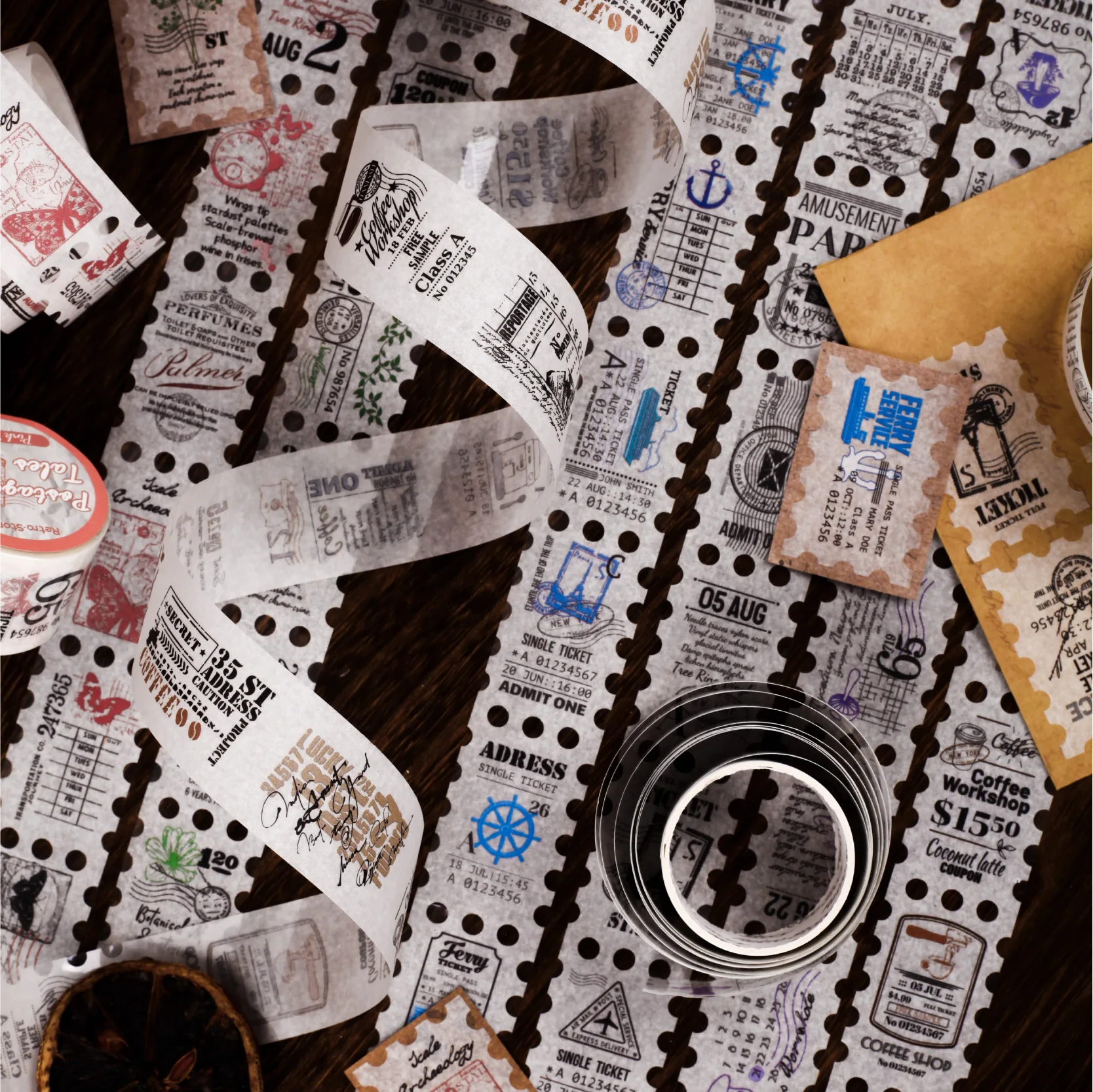 25mm * 2m Post Trace Catalog Series Retro Ink Style Washi Tape Creative Handbook DIY Scrapbook Handmade Aesthetic Decoration