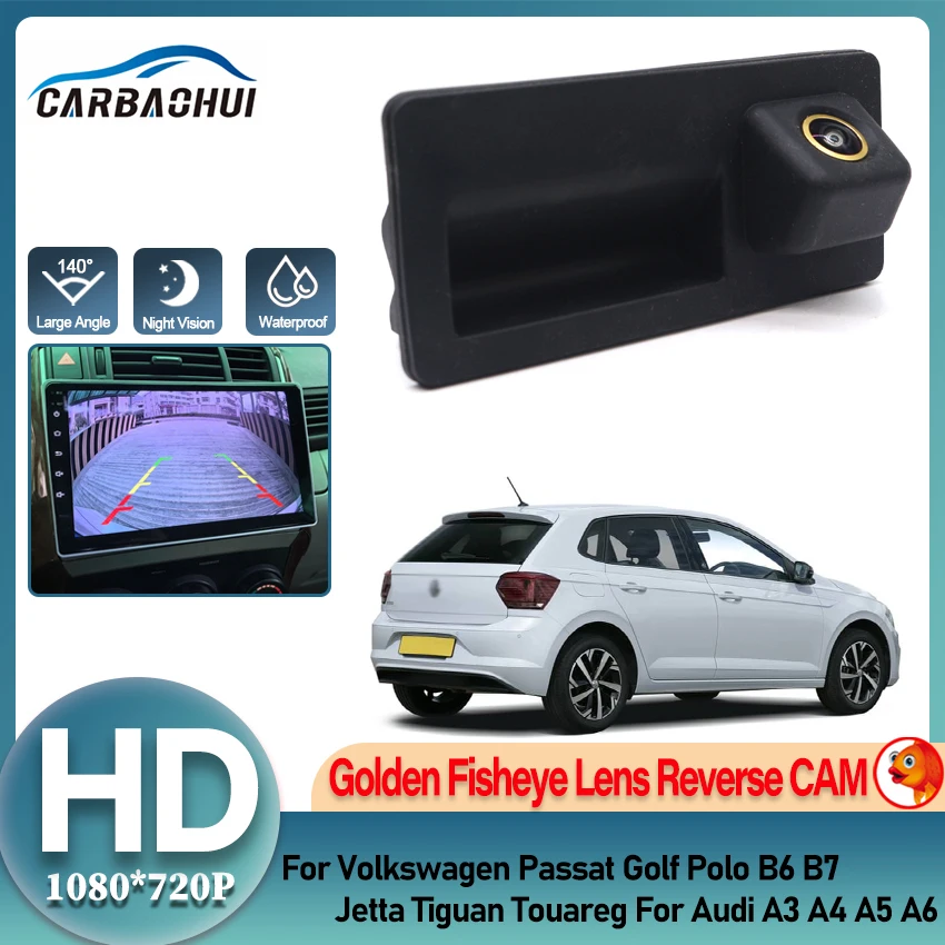 車のリアビューカメラ,1080p,140 °,フォルクスワーゲンパサート,ゴルフ,ポロ,b6,b7,ジェッタ,ティグアン,トゥアレグ,アウディa3,a4,a5,a6