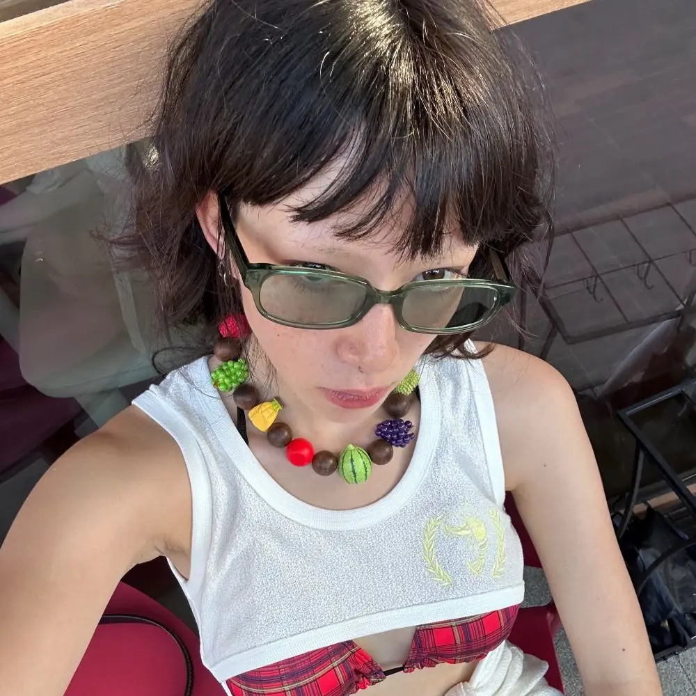 

Handmade Fresh Fruit Necklace Korean Style Minority Design Wooden Bead Necklace Jewelry Accessories Eye-catching
