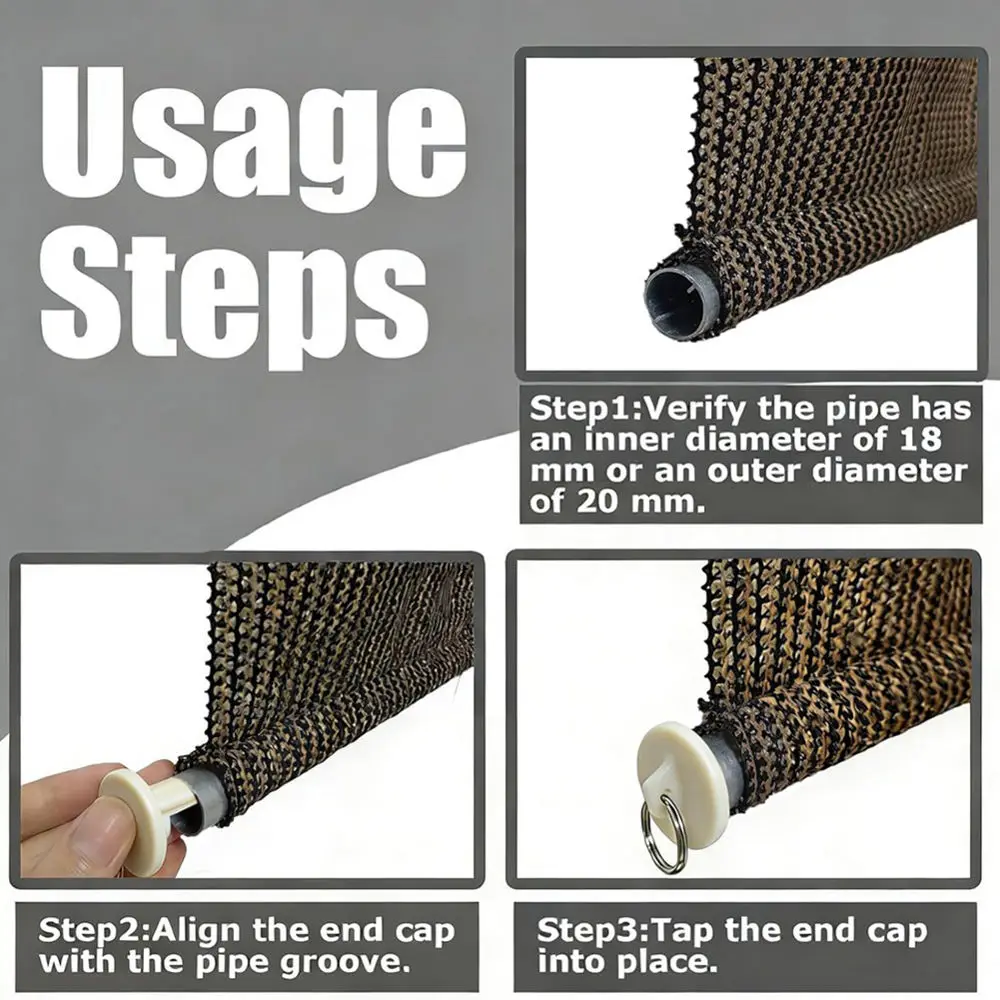 Light Weight 4pcs Replacement Part Roller Shade Hardware Bungee Kit and End Cap Tie Downs for Outdoor Roller Shade