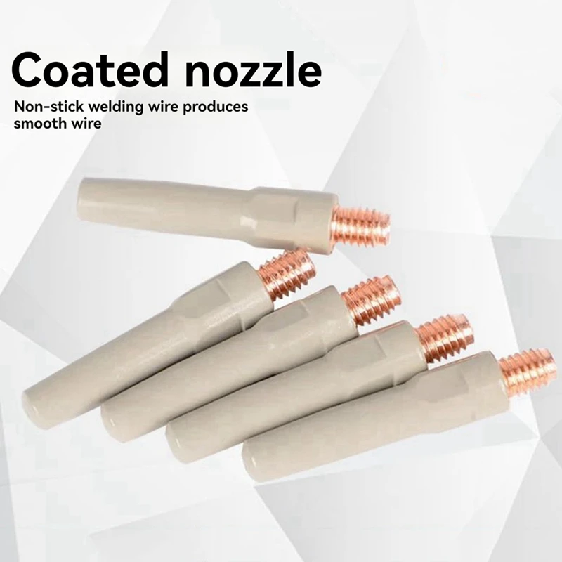 10PCS Coated Conductive Nozzle, Two-Way Welding Conductive Nozzle, No Wire Blocking And No Welding Slag 8.8X45x1.2
