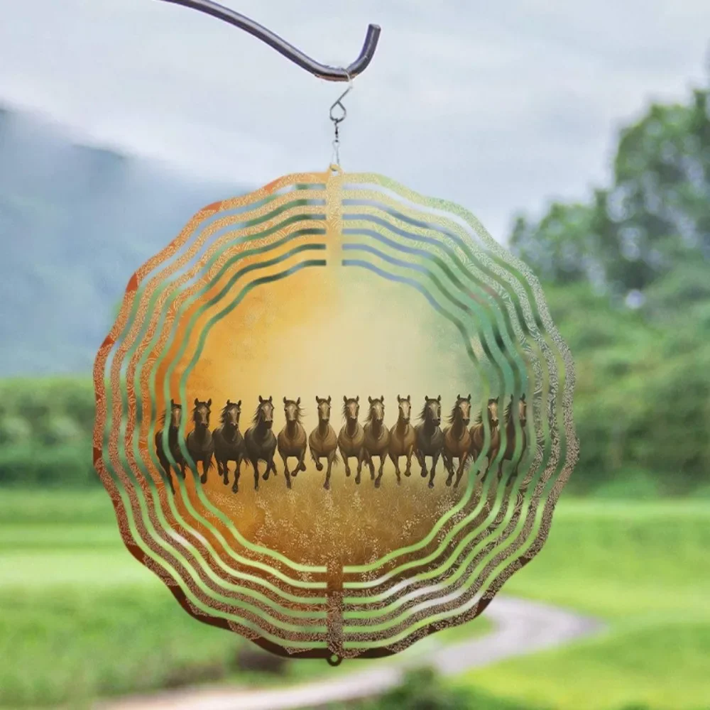 CIFBUY Wind Chimes Metal Garden Spinner 360 Rotating Horse Hanging Ornament Decor for Patio Yard Lawn Porch Outdoor Backyard
