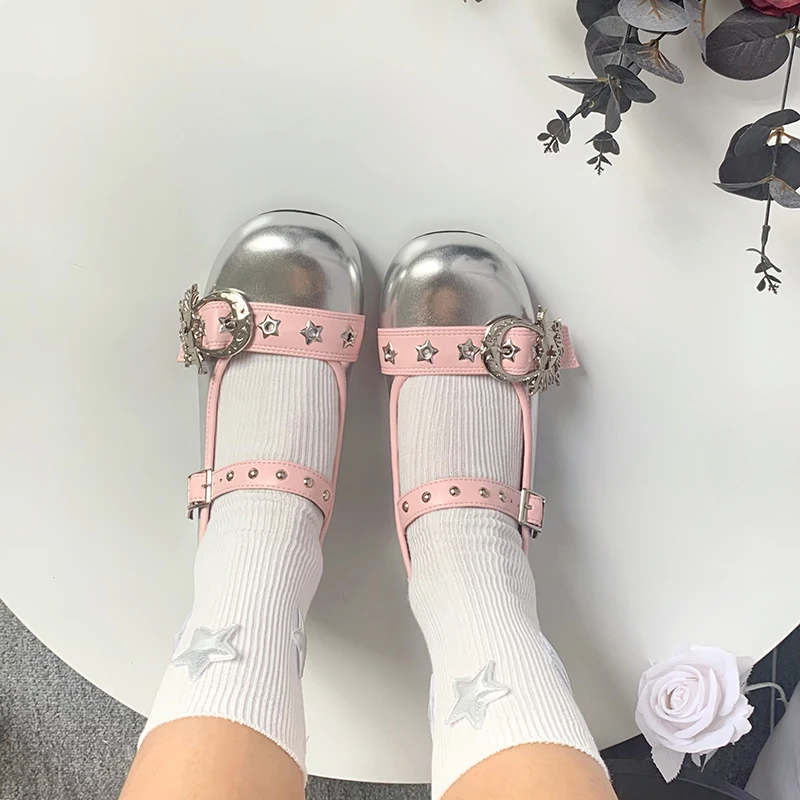 

Original Punk Style Low Heel Commuter Women's Round Toe Japanese Jk Versatile Leather Shoes Lolita Girls' Tea Party Single Shoes