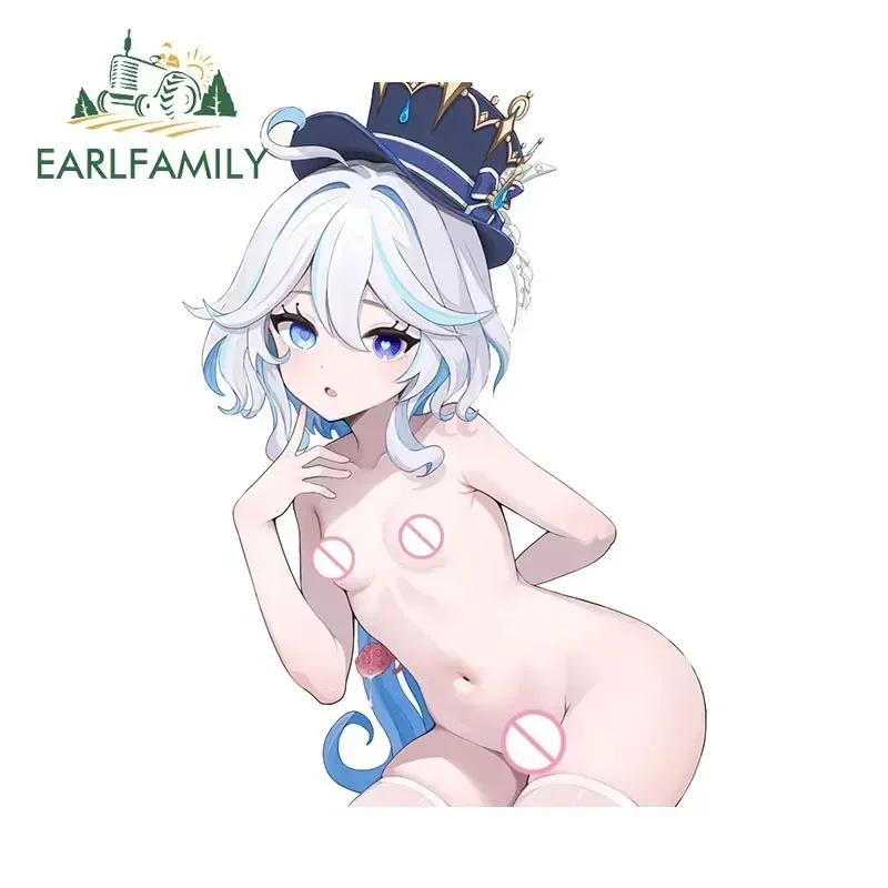 

EARLFAMILY 13cm X 9.4cm Furina Genshin Impact Wall Sticker Amusing Scratch Proof Rearview Mirror Windshield Decal VAN Decor