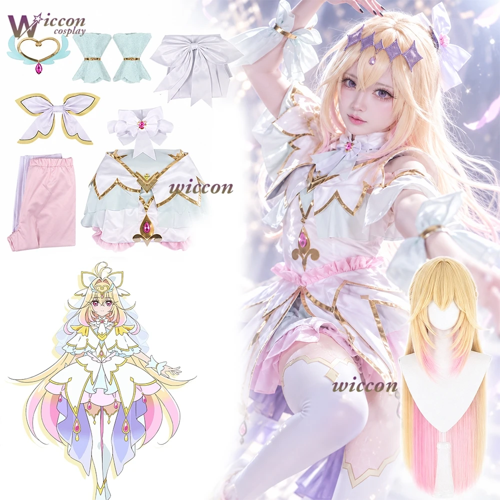 Costume de cosplay Ani Cos Anime Detective Pretty Cure Moria Luluka, tenue de transformation blanche, ensemble complet pour femmes, accessoires de cosplay.