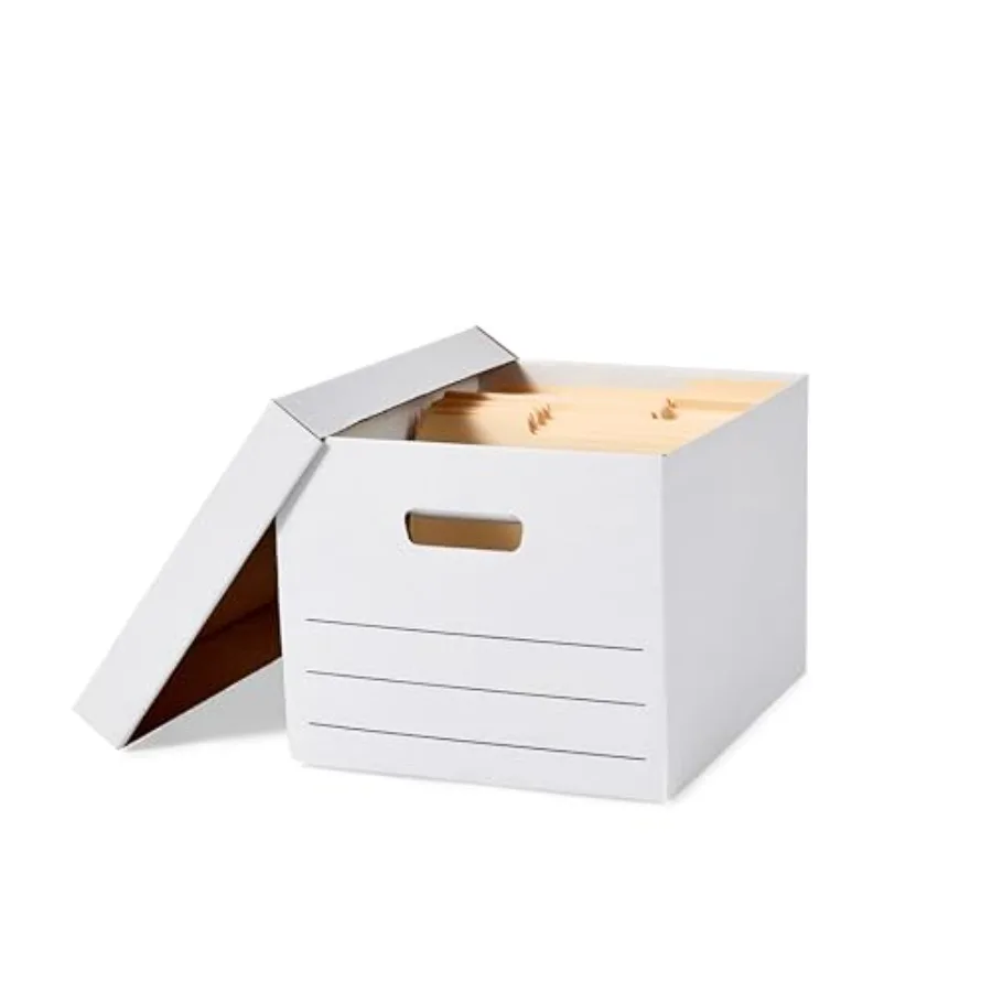 

Storage/Filing Boxes with Lid and Handles Legal/Letter Size 12-Pack White 16.2" L x 12.5" W x 10.5" H