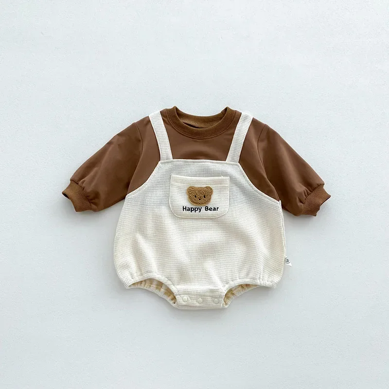 Bardibess Autumn Baby Clothing  Waffle One Piece Infant Boys Bodysuit