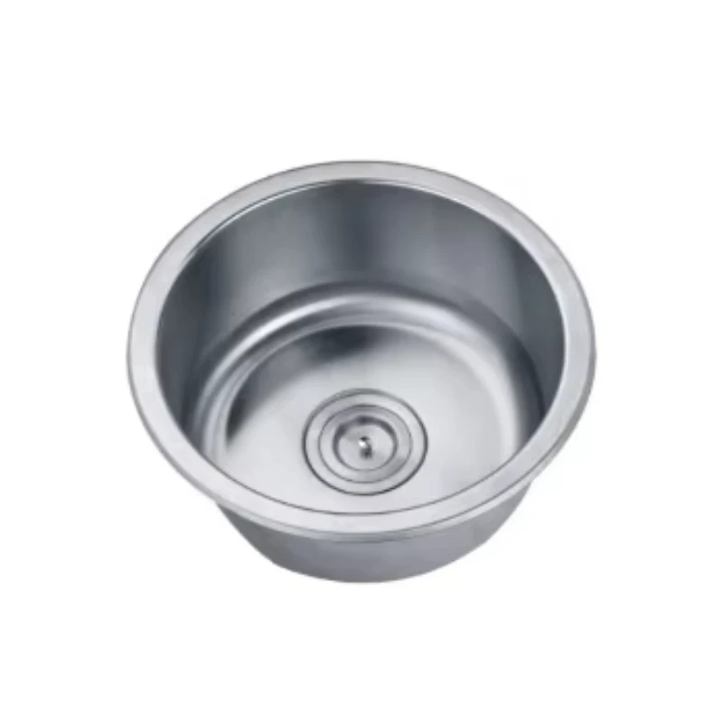 

Round silver plate basin sink cover Household deep single slot 304 stainless steel sink integrated