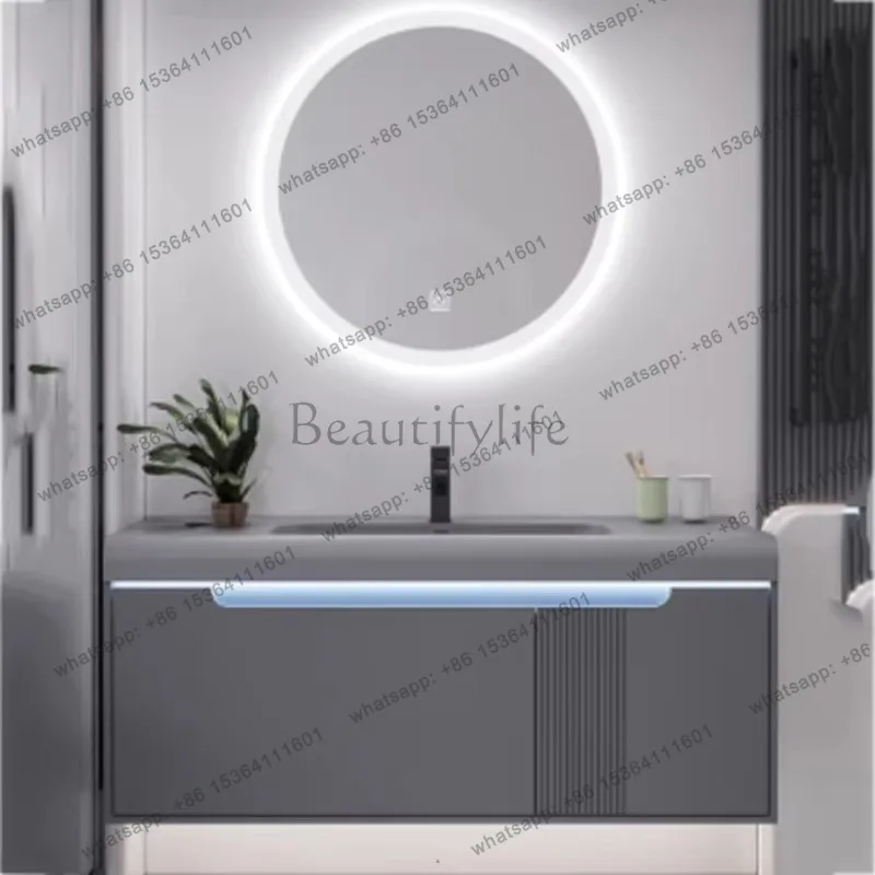 YJ Luxury Organizer Bathroom Cabinet Storage Portable Home Shelf Bathroom Vanity Mirror Sink Meuble Salle De Bain Furniture