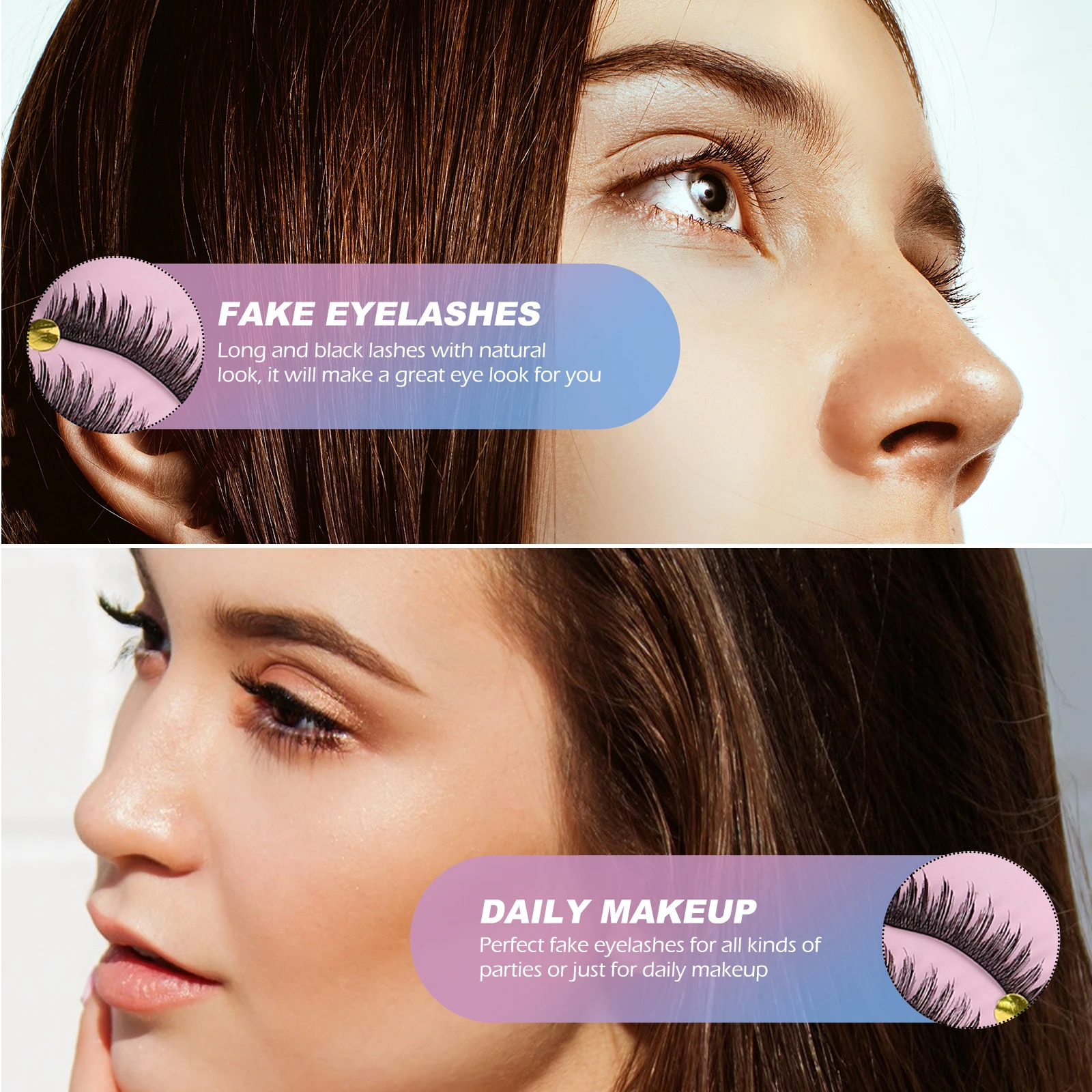 

False Eyelashes Fake Long Natural Black Dense Ladies Girls Women Daily Party Makeup Artificial Fiber Eyelash