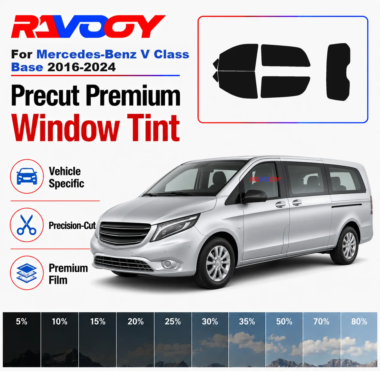 premium-precut-window-tint-kit-front-rear-windows-rear-windshield-for-mercedes-benz-v-class-base-2016-2024-nano-ceramic-film