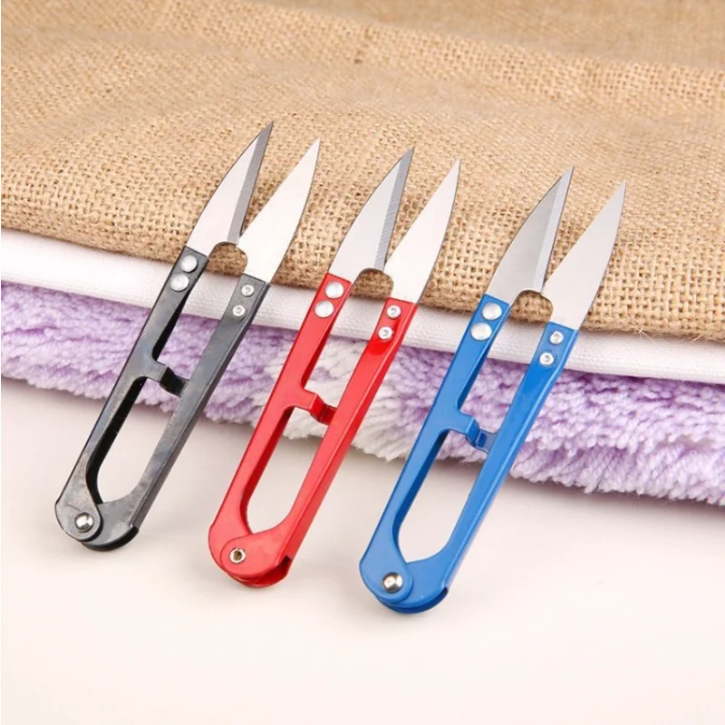 1Pcs 2023 Multicolor Trimming Sewing Scissors Nippers U Shape Clippers Yarn Stainless Steel Embroidery Craft Scissors Tailor