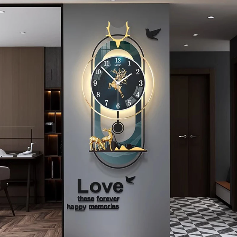 Living Room Wall Clocks Led Art Mural Luxury Mechanism Fashion Wall Watch Modern Design Nordic Reloj De Pared Home Decoration