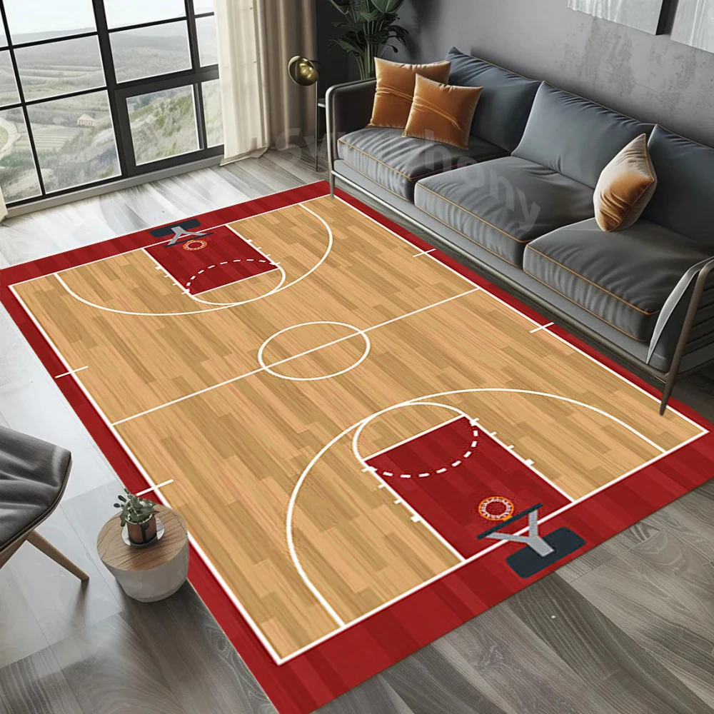 Basketballplatz Teppich Sportplatz Teppich Weiche Bodenmatte für Spielzimmer Schlafzimmer Heimdekoration Wohnzimmer Dekoration