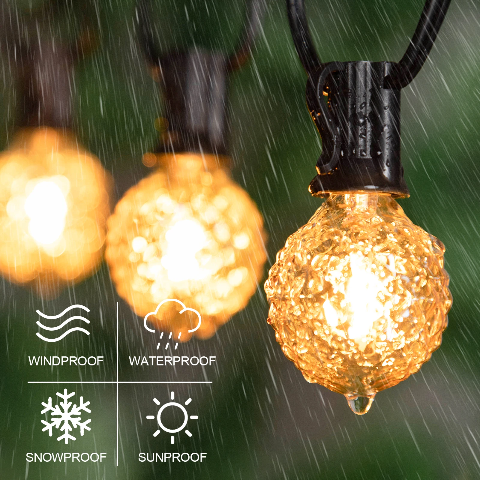 25FT 65FT G40 E12 Outdoor Garland String Light Vintage Dimmable Diamond Shaped Bulb Backyard Connectable Decor Fairy Light Chain