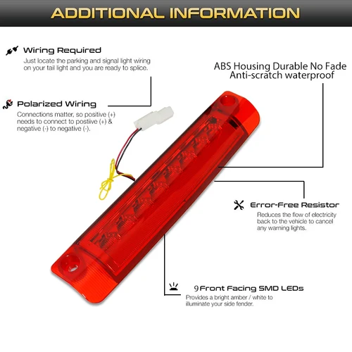 Imagen 2 del producto Tercera luz de freno para Toyota 4Runner Highlander Prius Sienna, techo central trasero de montaje alto LED tercer freno con freno de Flash estroboscópico