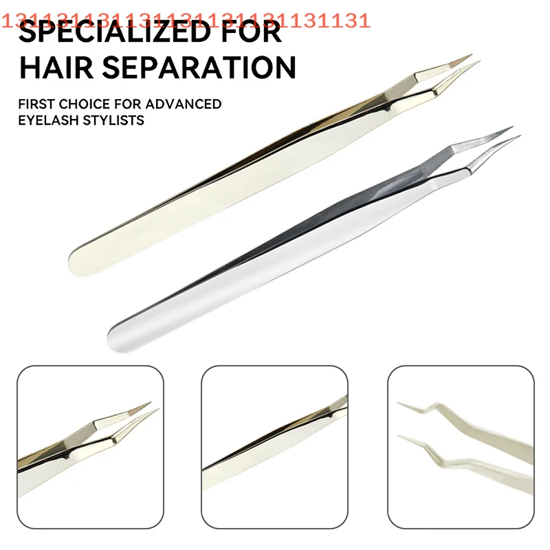 Pinzette per extension ciglia antiscivolo in acciaio inossidabile, punta curva, pinzette dritte, nail art ad alta precisione, strumenti di bellezza per il trucco