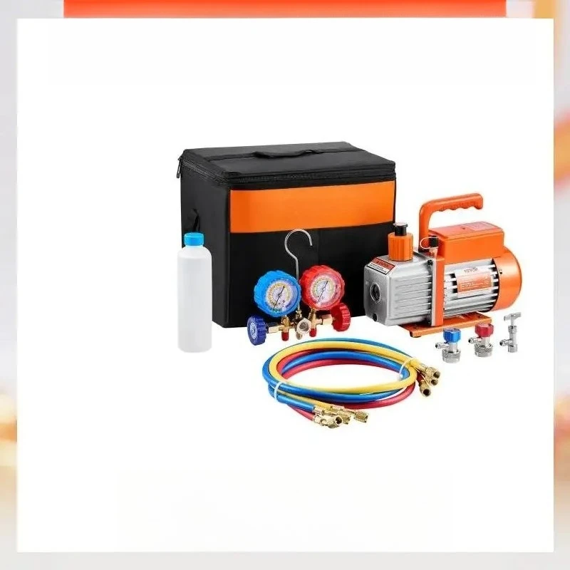 

3.5 CFM 4.5 CFM Vacuum Pump & Gauge Set, Single Stage Rotary Vane HVAC with Hoses for R134a R12 R22 R502a R410A R404 R407C