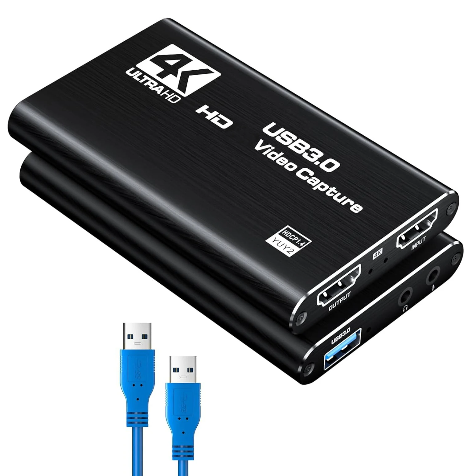 4K HDMI-USB 3.0 호환 1080P@60Hz 비디오 캡처 카드 (PS5 PC 게임 라이브 스트리밍 카메라 방송 OBS용 루프 아웃 기능 포함)