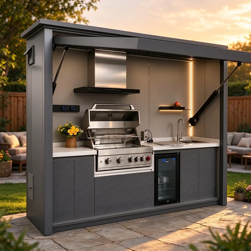 Modular Outdoor Kitchen BBQ Island Grill Station Stainless Steel Cabinet Sink Fridge Patio Mobile Cart