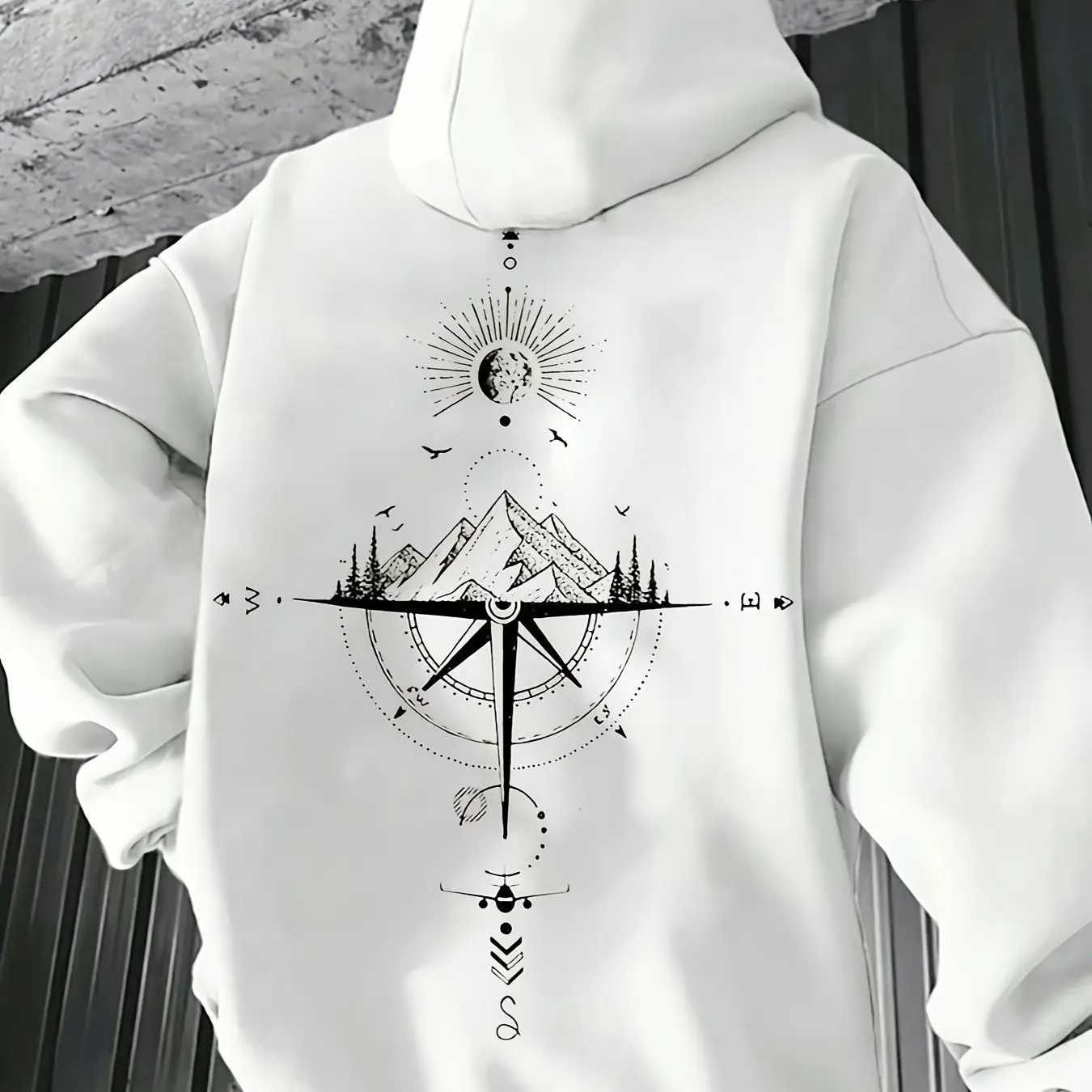 Men's Autumn Winter Hoodie with Starry Sky Print, Versatile Loose Hooded Sweatshirt for Sports & Casual Wear