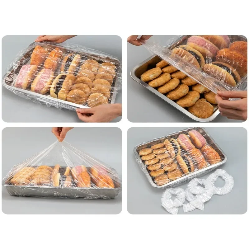 38/50/70/100/120cm Disposable Food Cover Saran Wrap Elastic Platic Bags Plus Fresh-keeping Cover Kitchen Storage Organization