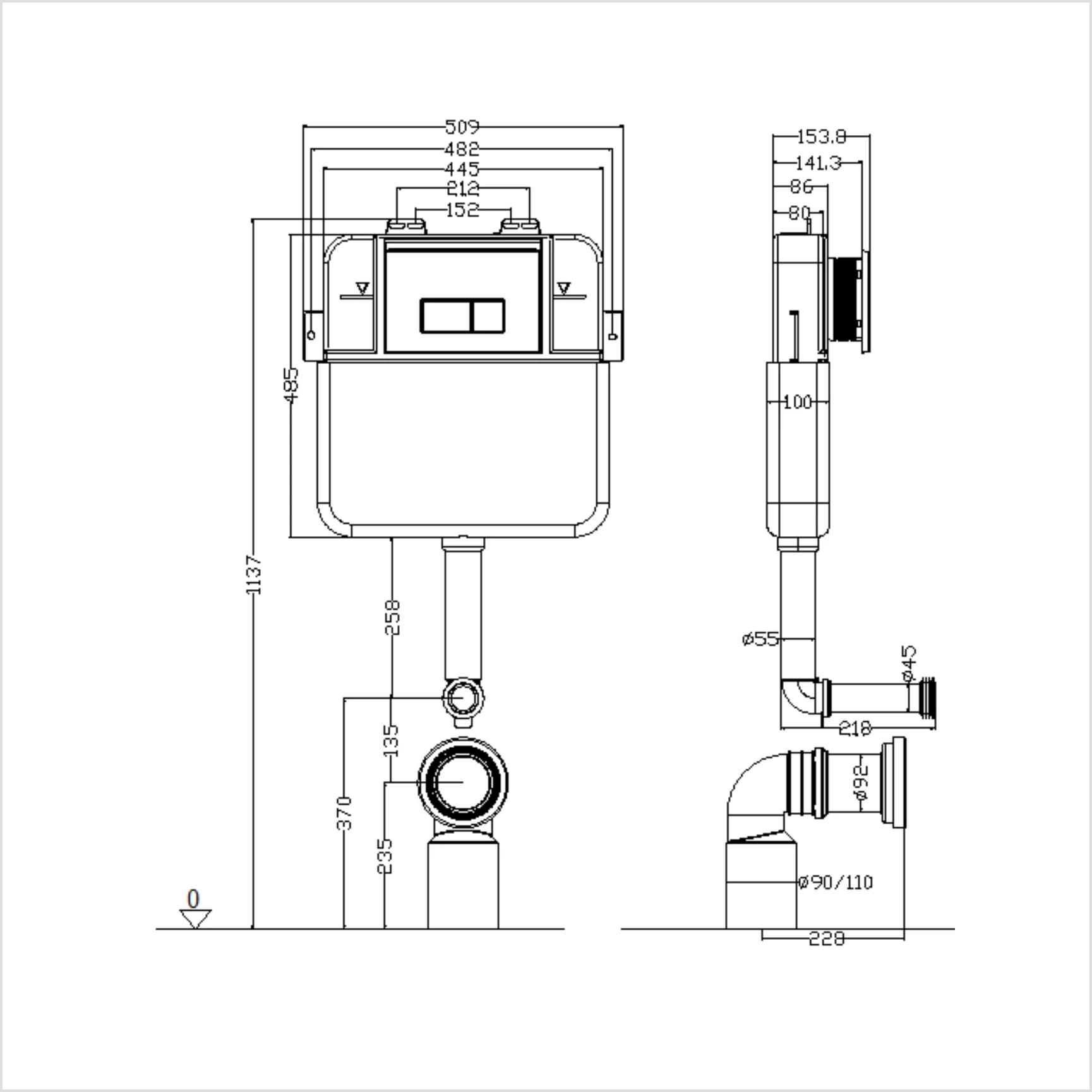 Luxury Floor Mounted Wc 3L-7L Adjustable Dual-flush Toilet Cistern Concealed Cistern Back to Wall Toilet and Bathroom Design