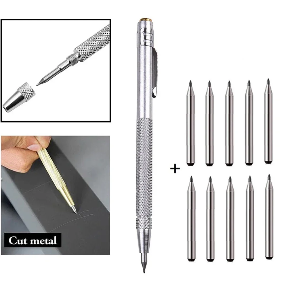 

11PCS Tungsten Carbide Tip Scriber Engraving Pen Marking Tip Scriber Pen Replacement For Glass Ceramic Scribing Hand Tools