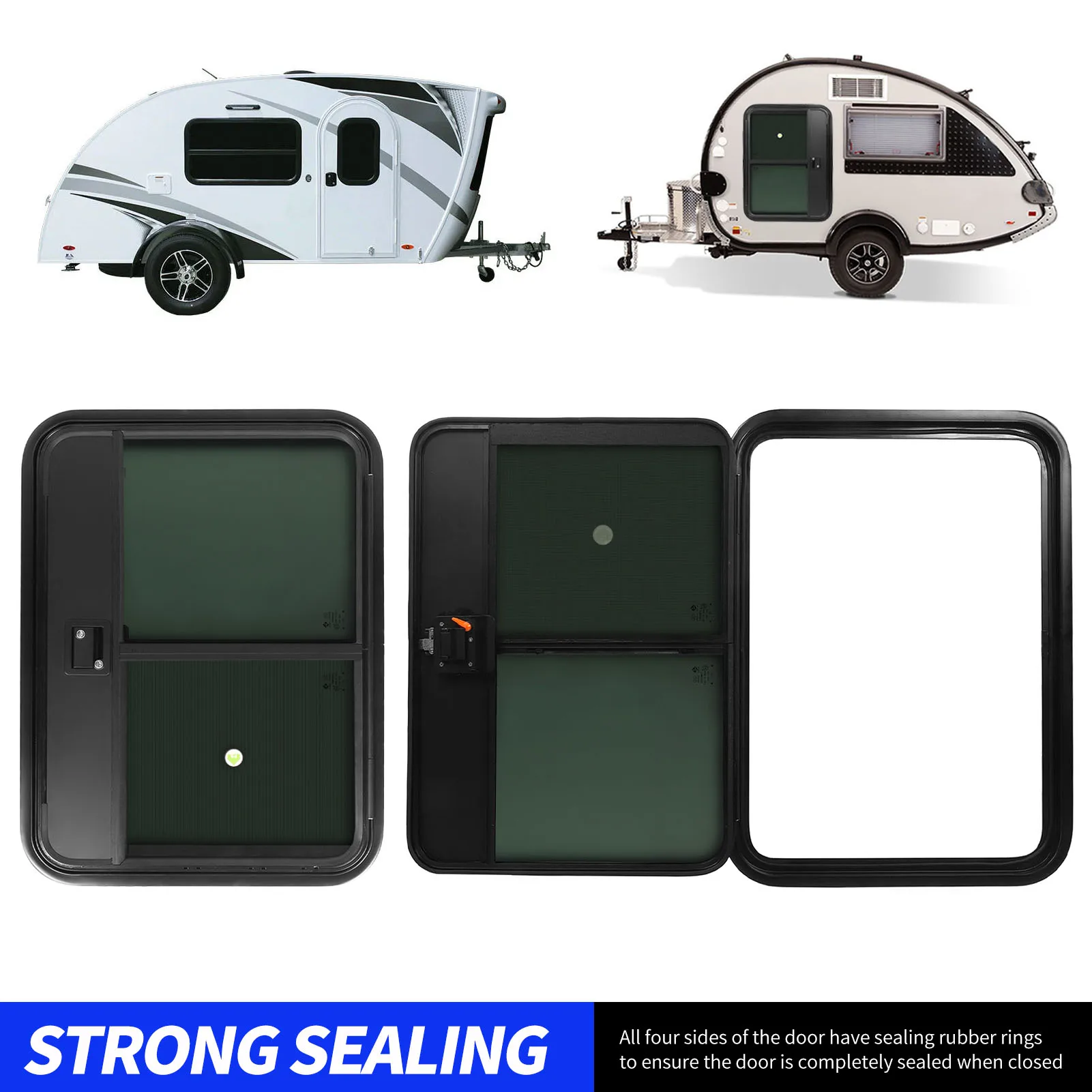 

660×910mm Camper Entrance Door with Slide Window UV Proof Heat Insulation Sealed Smooth Edge for RV Camper Trailer