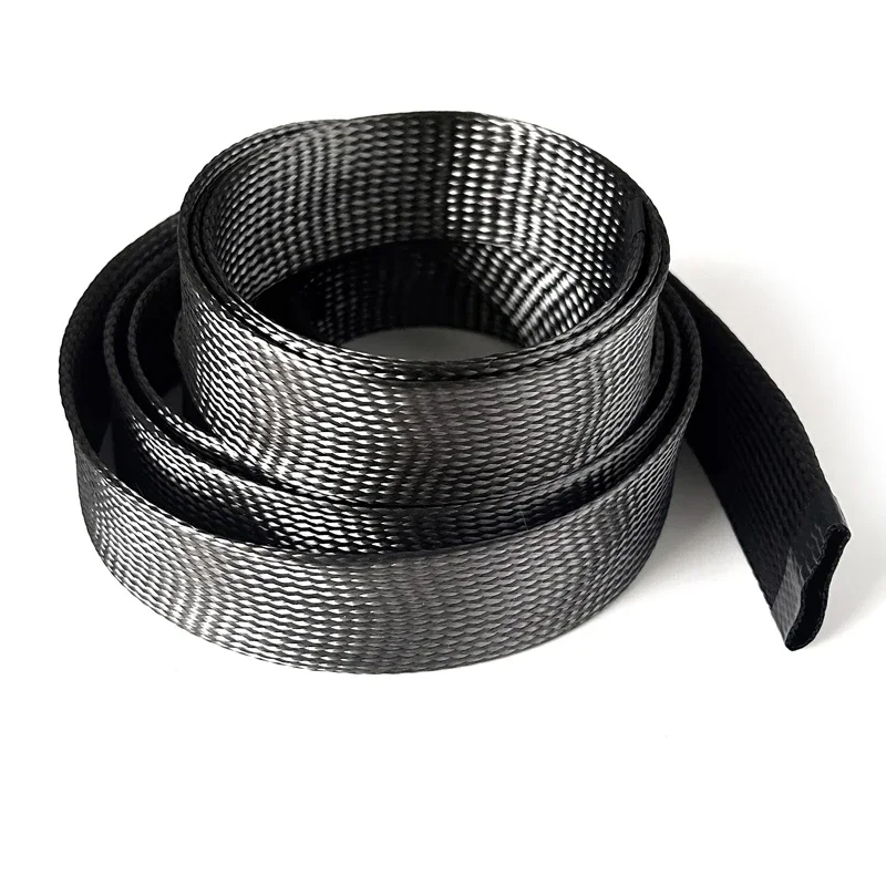 Carbon Fiber Cable Sleeve Braid 4mm-40mm Carbon Fibre Tubing Wire Shielding Sleeve High Temperature Resistant Protection Sleeve