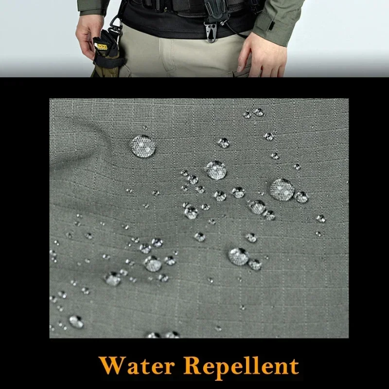 Camicie da combattimento 1/4 Camicie tattiche da allenamento con cerniera Abbigliamento da uomo Rip Stop Abbigliamento da lavoro T-shirt mimetica Top Cappuccio Outfit Resistente all'usura