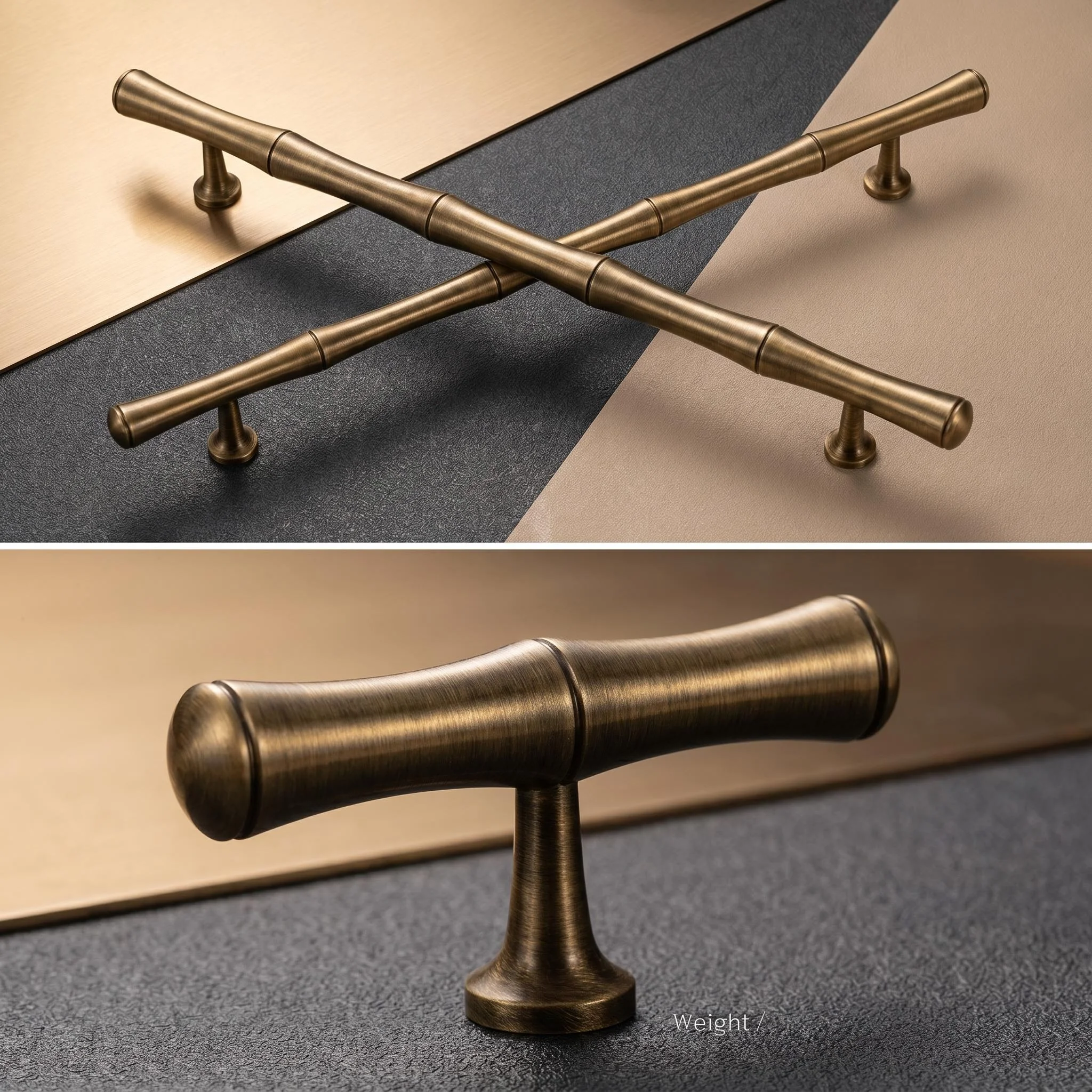Solid Antique Brass Handle Bamboo Kitchen Cabinet Pull Wardrobe Drawer Knob