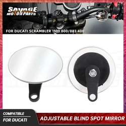 For Ducati Scrambler 1100 800/803 400 Blind Spot Mirror Adjustable Auxiliary Rearview Mirror Wide Angle Small Mirrors 2015-2024