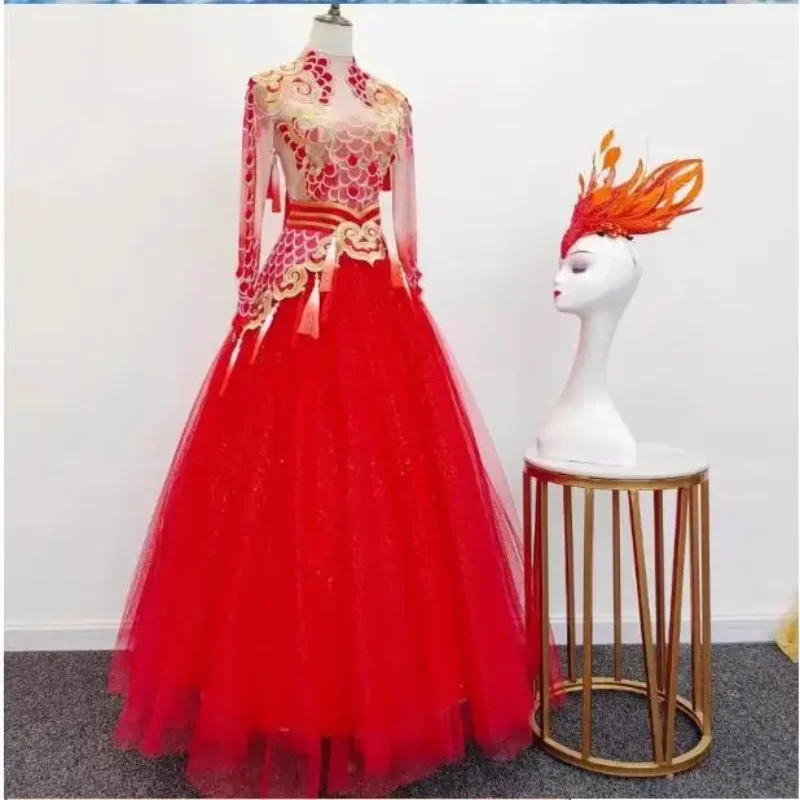 

New Classical Dance Costumes, Spring Festival Gala Dragon Dance Long Sleeved Opening Dance for Modern Women
