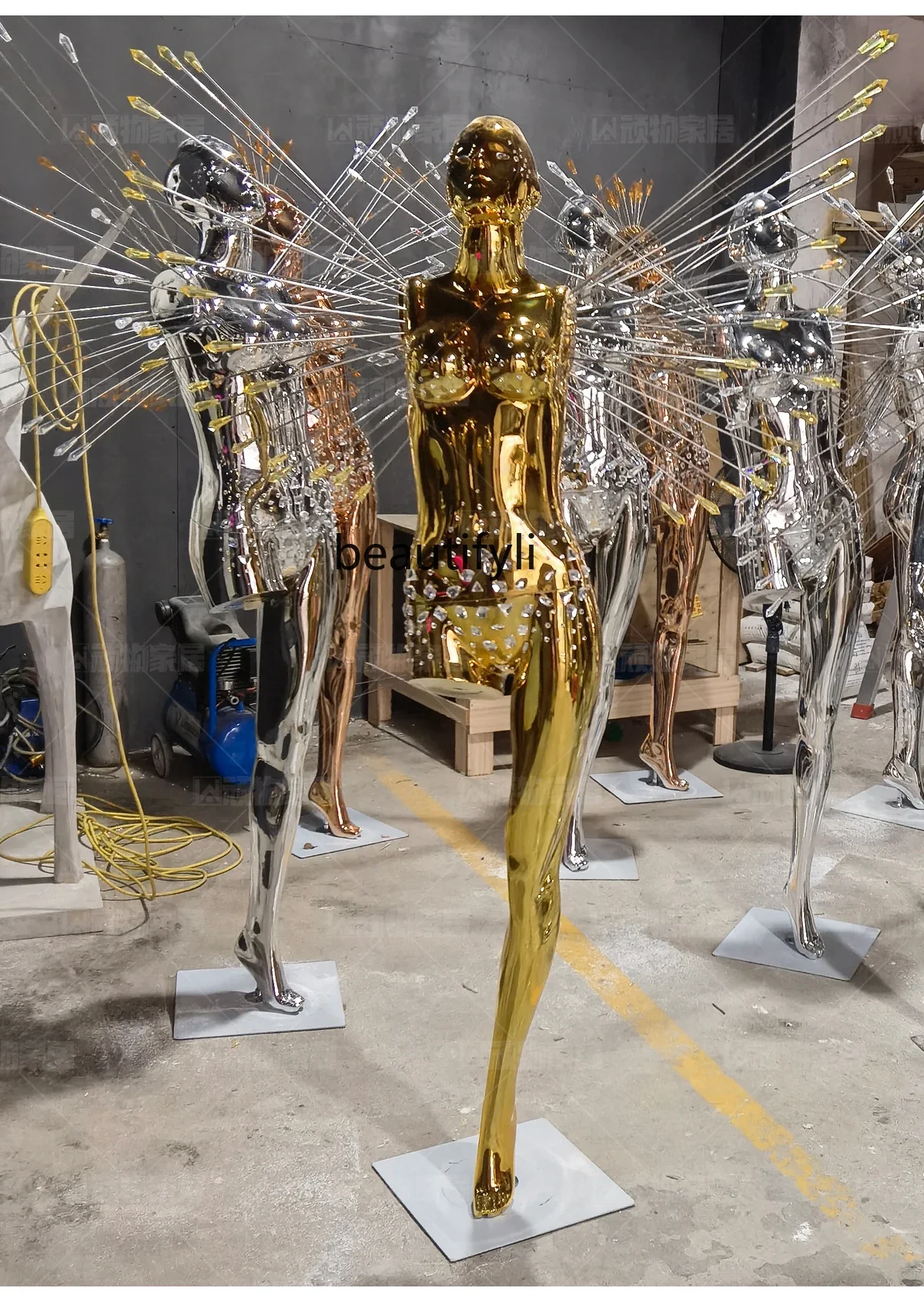 D178 Future Technology Goddess Mechanical Goddess Large Ornament Trendy Sculpture Bar KTV Fiberglass Floor Ornament