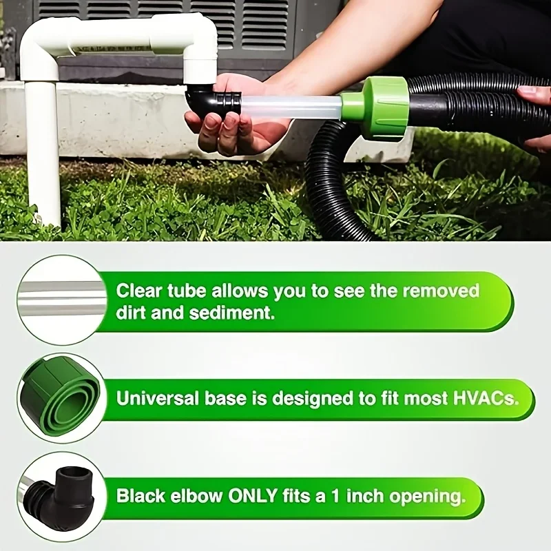 AC Drain Line Cleaner - Shop Vac Adapter for HVAC Condensate & Air Conditioner Clogs - Universal Fit Wet/Dry Vacuum Attachment