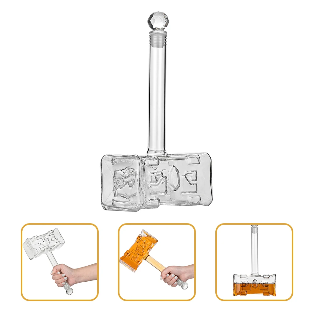 

Glass Whiskey Decanter Hammer Design Wine Dispenser for Better Taste Aeration Decanter Bottle for Home Family Gathering Gift
