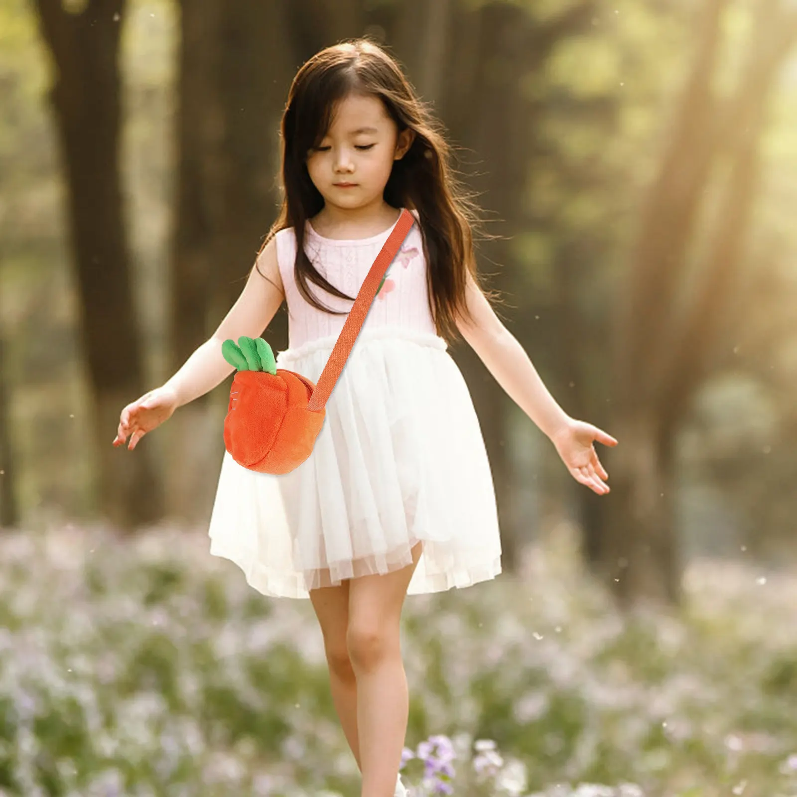 

1Pcs Carrot Themed Single Shoulder Bag High Quality Material Easy Carry Long Strap Cross Body Pouch for Girls Leisure Travel