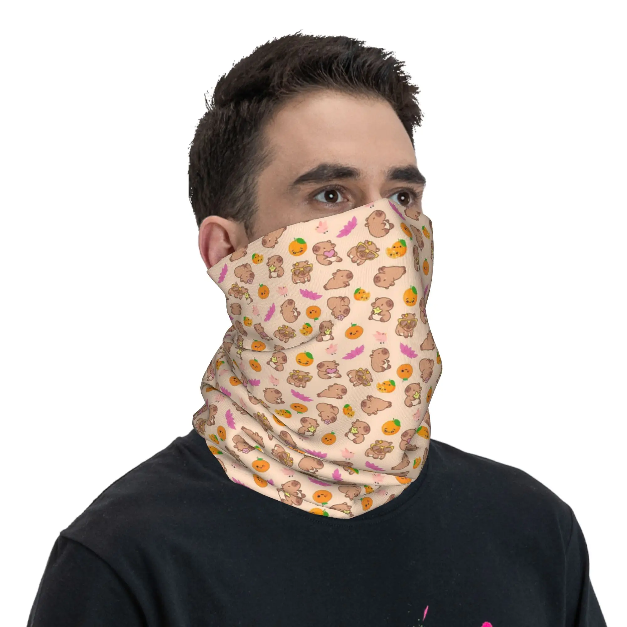 

Cute Capybara Pattern Bandana Neck Gaiter Printed Wrap Scarf Warm Balaclava Unisex Adult