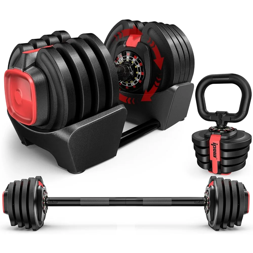 

3-in-1 Adjustable Dumbbell Set 40lbs with 12 Weight Increment, Multifuntion Free Weight Set for Home Gym Used as Dumbbel