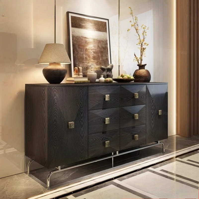 Italian retro entrance cabinet villa modern light luxury living room multi-functional cabinet ancient French meal