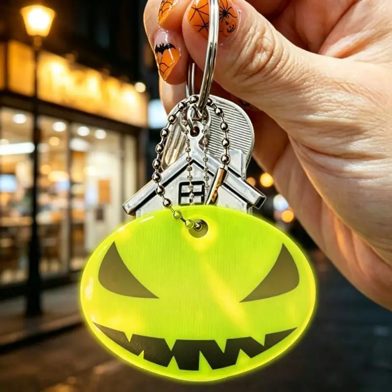 Devil Smiley Reflective Keychain, Light and Terrifying Reflective Backpack Pendant, For Night Outings